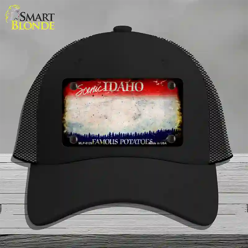 Idaho Rusty Blank Novelty License Plate Hat Mesh / Black