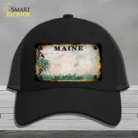 Maine Rusty Blank Novelty License Plate Hat Mesh / Black