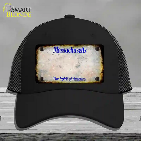 Massachusetts Rusty Blank Novelty License Plate Hat Mesh / Black