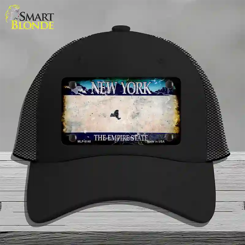 New York Rusty Blank Novelty License Plate Hat Mesh / Black