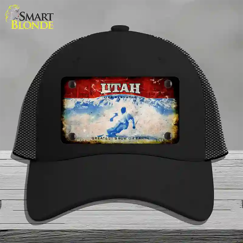 Utah Rusty Blank Novelty License Plate Hat Mesh / Black