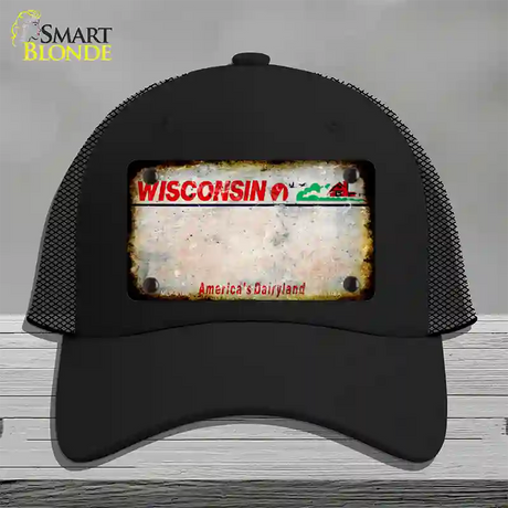 Wisconsin Rusty Blank Novelty License Plate Hat Mesh / Black