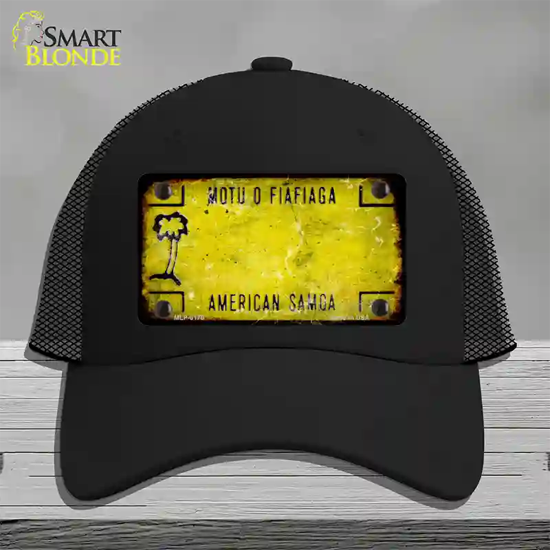 American Samoa Rusty Blank Novelty License Plate Hat Mesh / Black