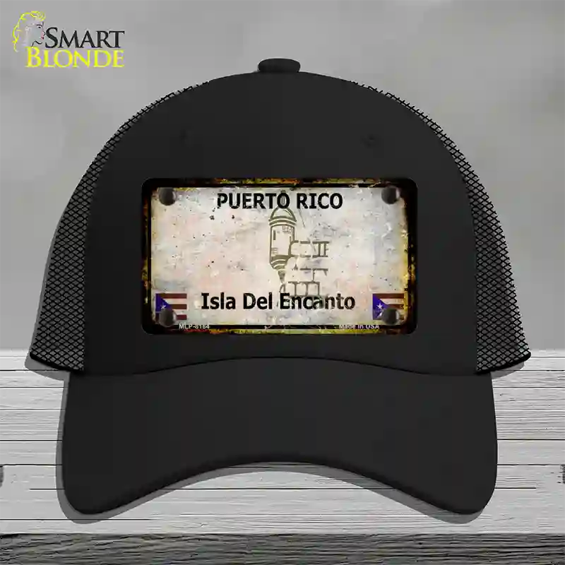 Puerto Rico Rusty Blank Novelty License Plate Hat Mesh / Black