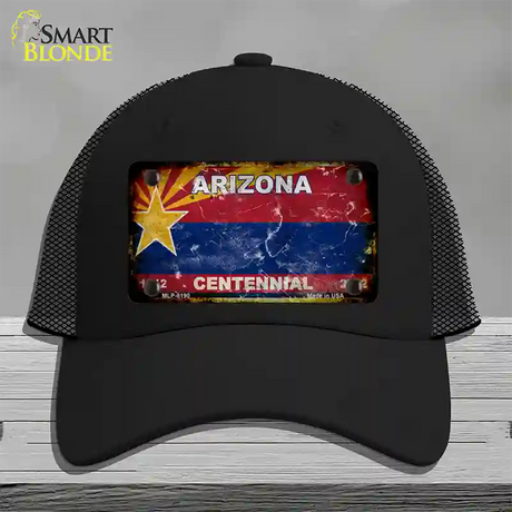 Arizona Centennial Rusty Blank Novelty License Plate Hat Black Mesh