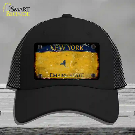 New York Yellow Rusty Blank Novelty License Plate Hat Mesh / Black