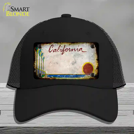 California Palm Tree Rusty Blank Novelty License Plate Hat Mesh / Black