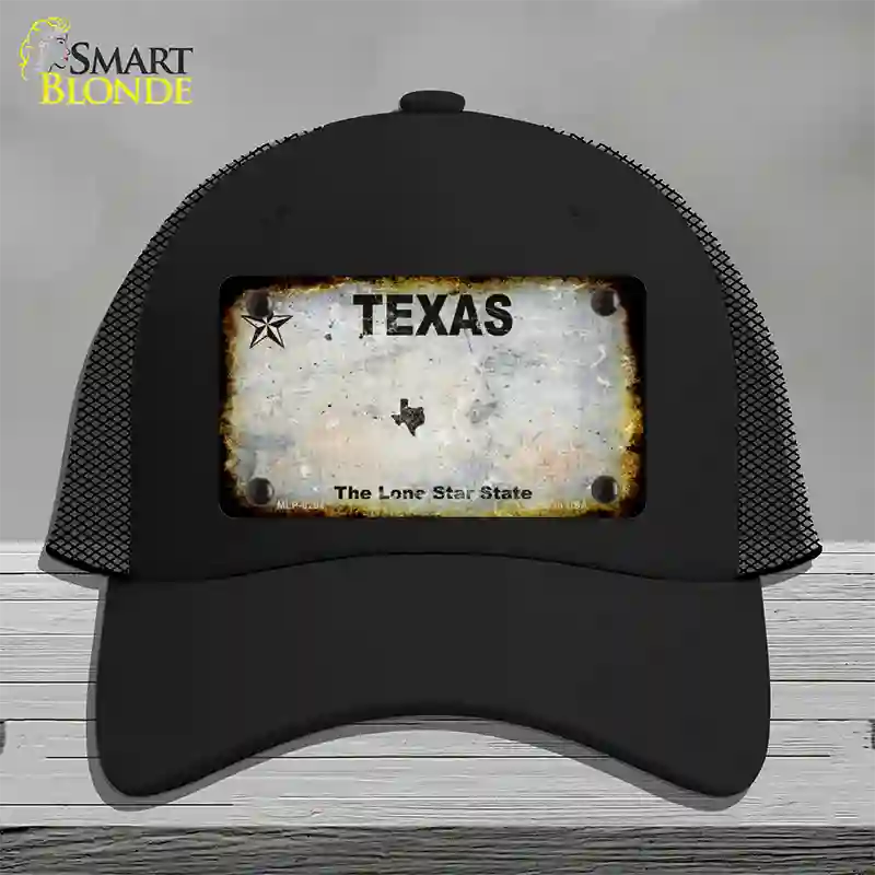 Texas White Rusty Blank Novelty License Plate Hat Mesh / Black