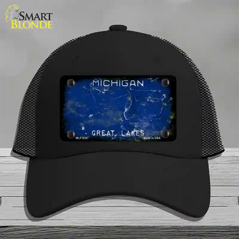 Michigan Great Lakes Rusty Blank Novelty License Plate Hat Mesh / Black