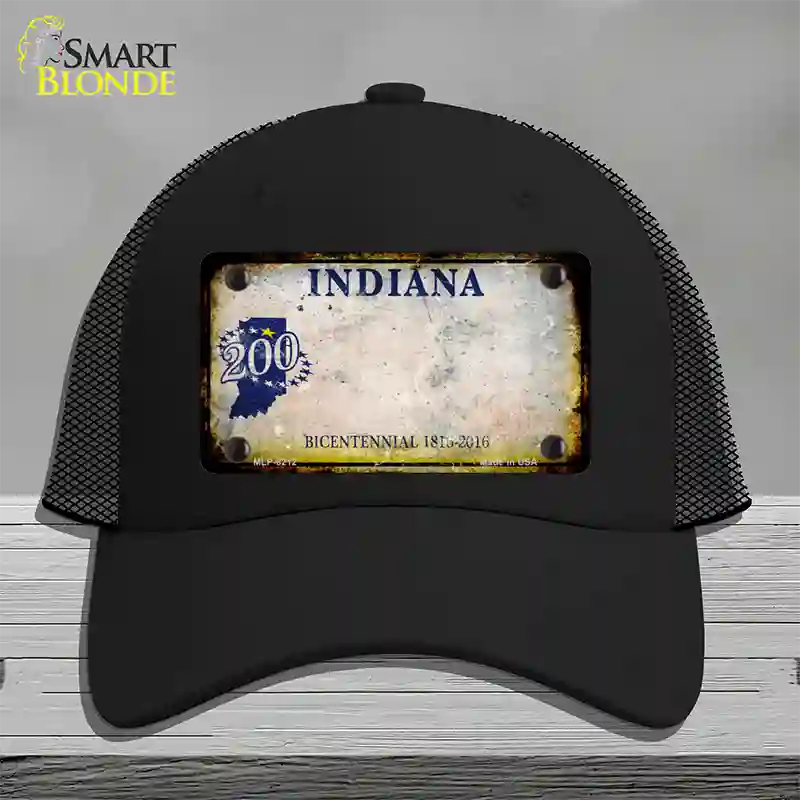 Indiana Rusty Blank Novelty License Plate Hat Mesh / Black