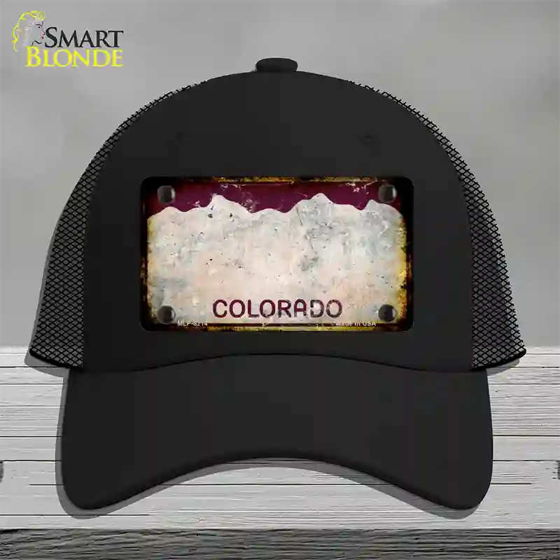 Colorado Red Rusty Blank Novelty License Plate Hat Mesh / Black