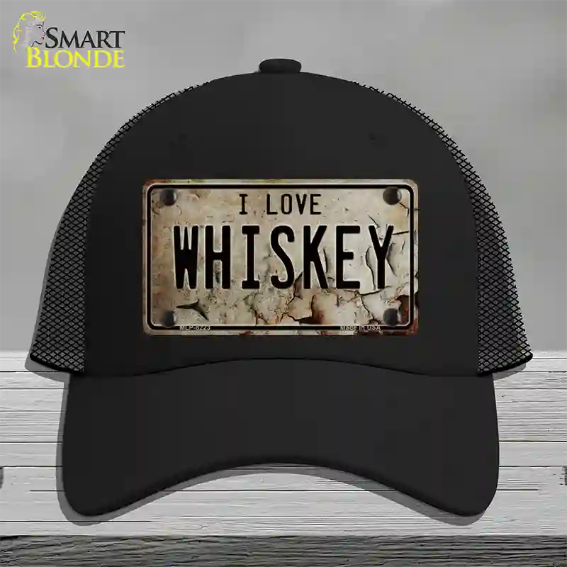 I Love Whiskey Novelty License Plate Hat Mesh / Black