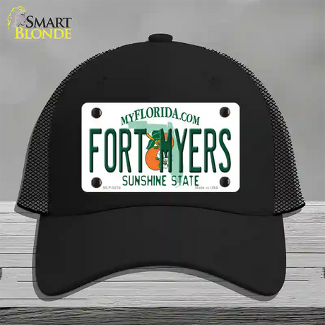 Fort Myers Florida Novelty License Plate Hat Mesh / Black