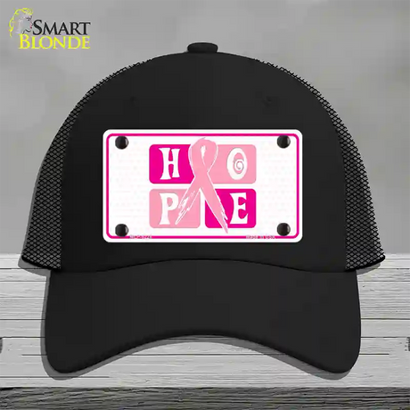 Hope Breast Cancer Ribbon Novelty License Plate Hat Mesh / Black