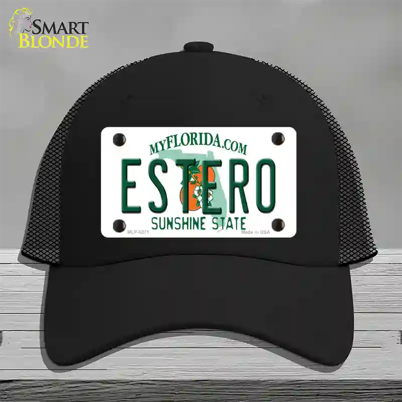 Estero Sunshine State Novelty License Plate Hat Mesh / Black