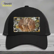 Two Deer On Camo Novelty License Plate Hat Mesh / Black