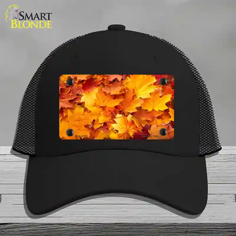 Fall Leaves Novelty License Plate Hat Mesh / Black