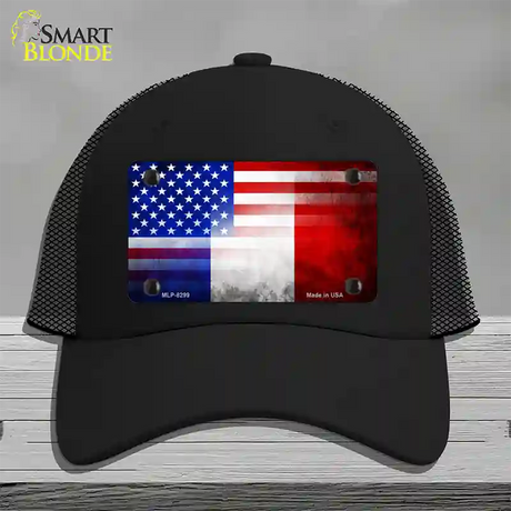 United States France Flag Fade Novelty License Plate Hat Mesh / Black