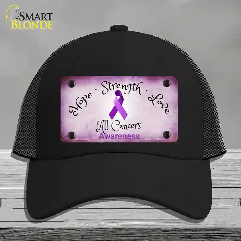 All Cancer Awareness Novelty License Plate Hat Mesh / Black