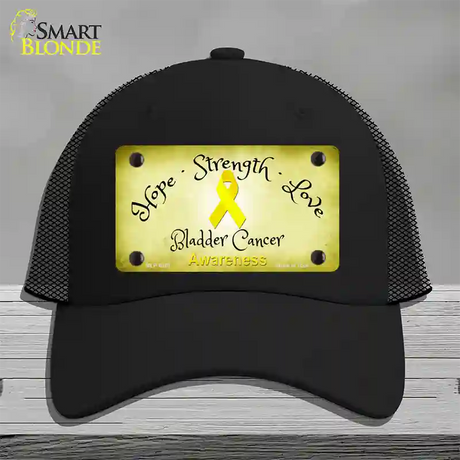 Bladder Cancer Ribbon Novelty License Plate Hat Mesh / Black