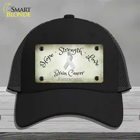 Brain Cancer Ribbon Novelty License Plate Hat Mesh / Black