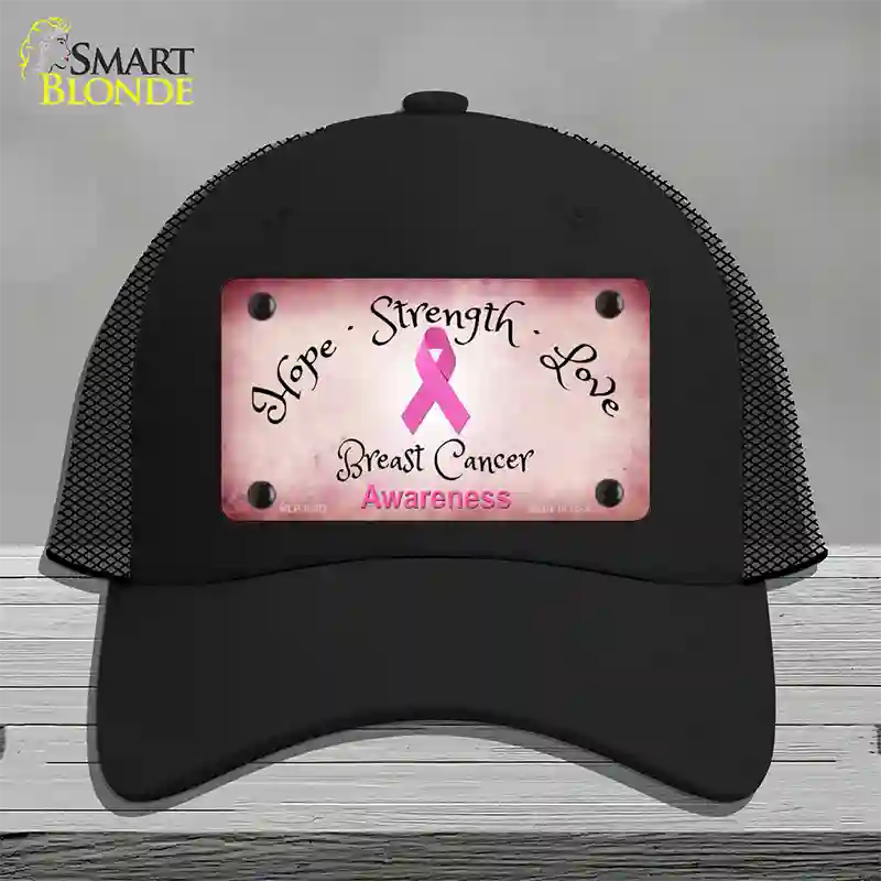 Breast Cancer Ribbon Pink Novelty License Plate Hat Mesh / Black