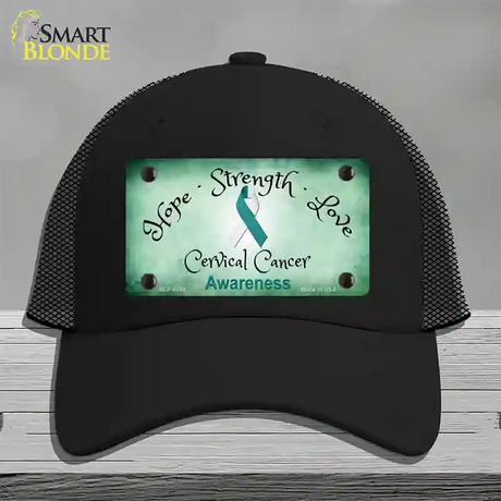 Cervical Cancer Ribbon Novelty License Plate Hat Mesh / Black