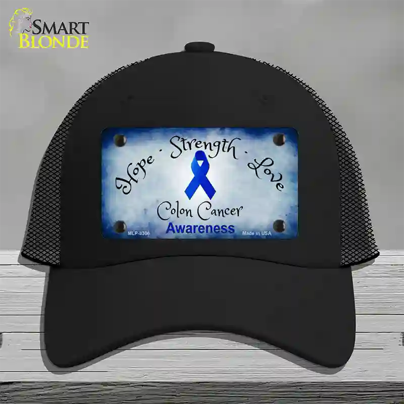 Colon Cancer Ribbon Novelty License Plate Hat Mesh / Black