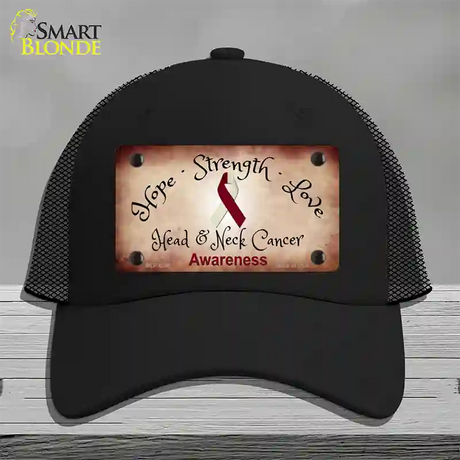 Head and Neck Cancer Ribbon Novelty License Plate Hat Mesh / Black