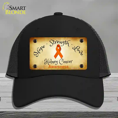 Kidney Cancer Ribbon Novelty License Plate Hat Mesh / Black