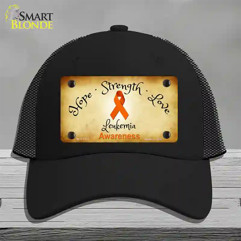 Leukemia Cancer Ribbon Novelty License Plate Hat Mesh / Black