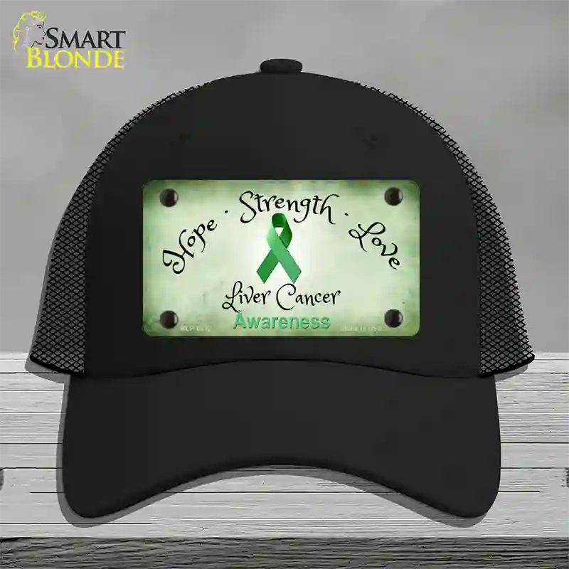 Liver Cancer Ribbon Novelty License Plate Hat Mesh / Black