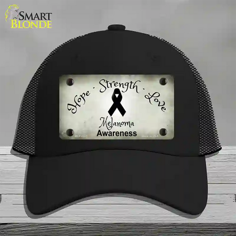 Melanoma Cancer Ribbon Novelty License Plate Hat Mesh / Black