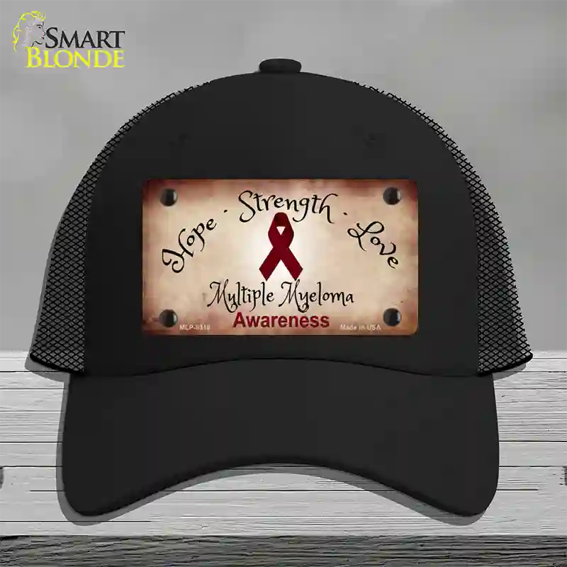 Multiple Myeloma Cancer Ribbon Novelty License Plate Hat Mesh / Black