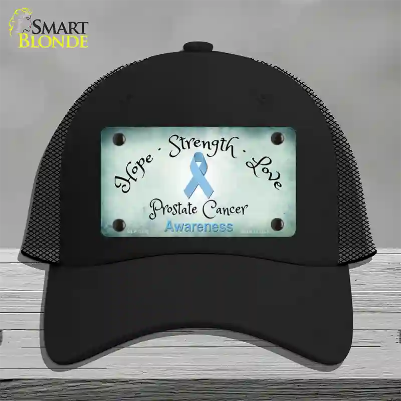 Prostate Ribbon Novelty License Plate Hat Mesh / Black