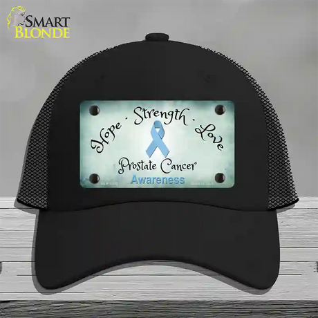 Prostate Ribbon Novelty License Plate Hat Mesh / Black