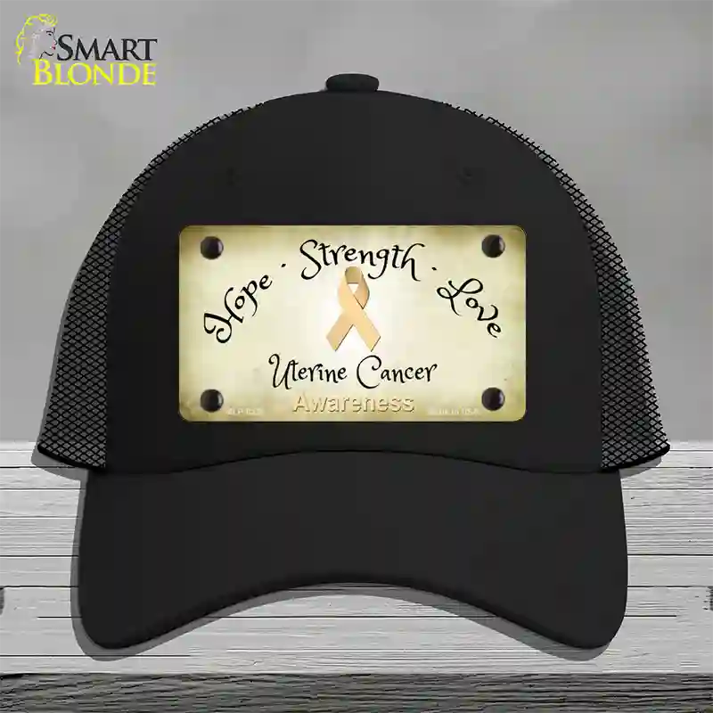 Uterine Cancer Ribbon Novelty License Plate Hat Mesh / Black