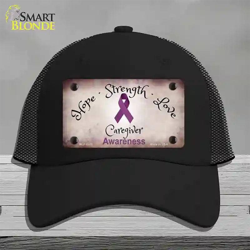 Honors Caregivers Ribbon Novelty License Plate Hat Mesh / Black