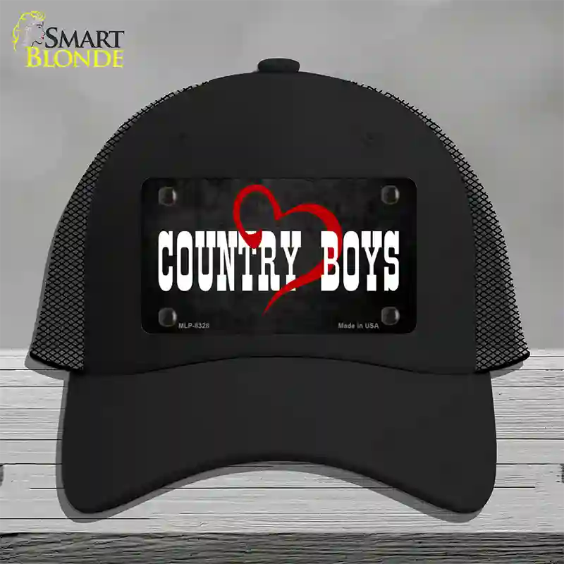 Country Boys Novelty License Plate Hat Mesh / Black