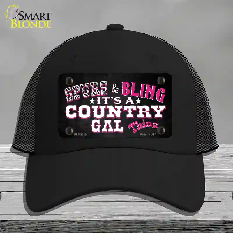 Spurs and Bling Novelty License Plate Hat Mesh / Black