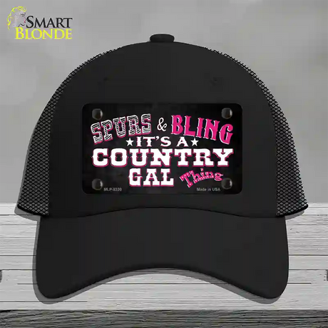 Spurs and Bling Novelty License Plate Hat Mesh / Black