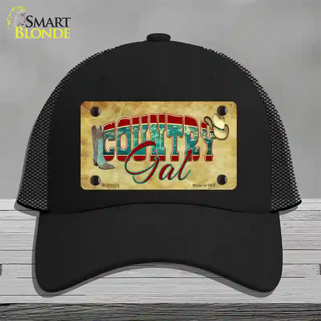 Country Gal Novelty License Plate Hat Mesh / Black