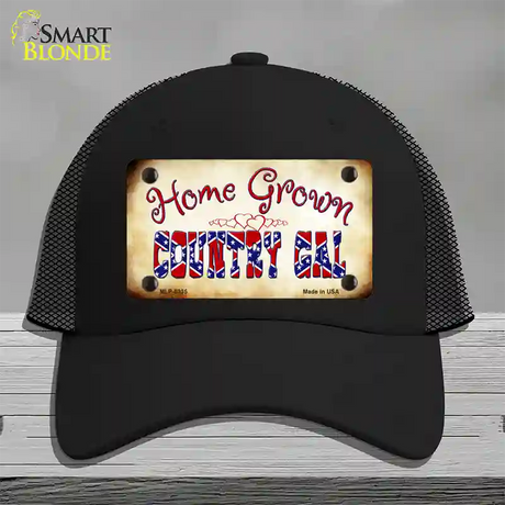 Home Grown Country Gal Novelty License Plate Hat Mesh / Black