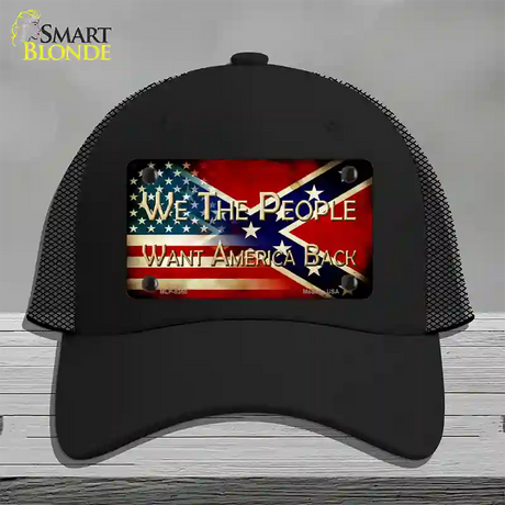 We The People American Confederate Novelty License Plate Hat Mesh / Black