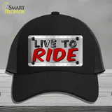 Live To Ride Shiny Novelty License Plate Hat Mesh / Black