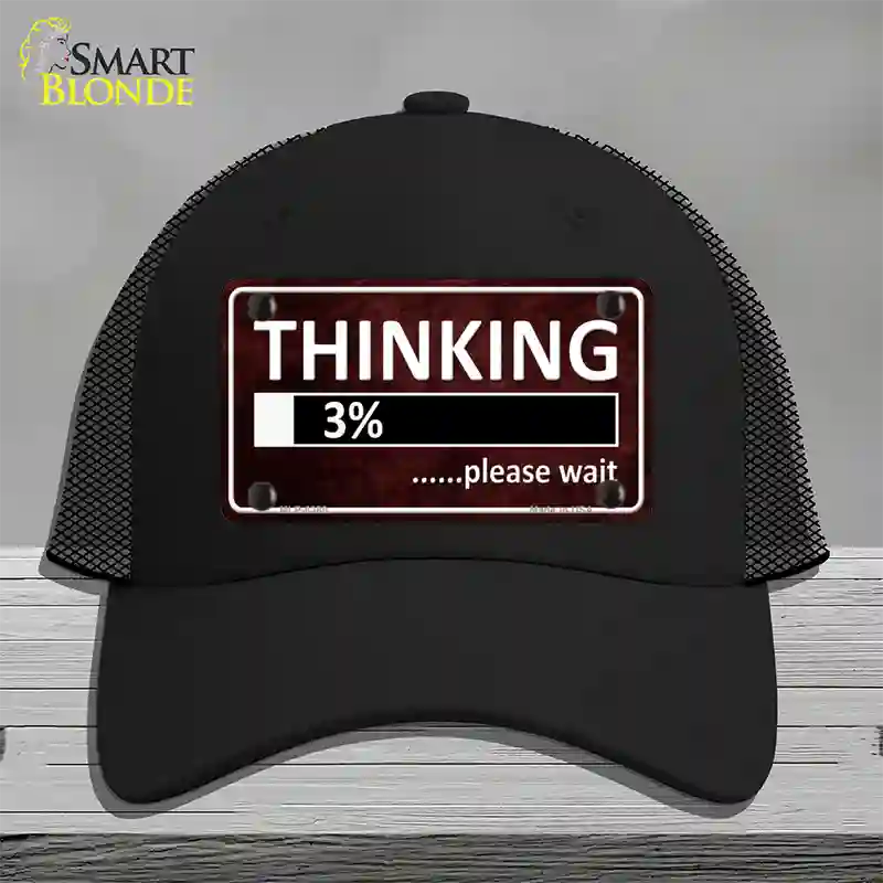 Thinking Please Wait Novelty License Plate Hat Mesh / Black