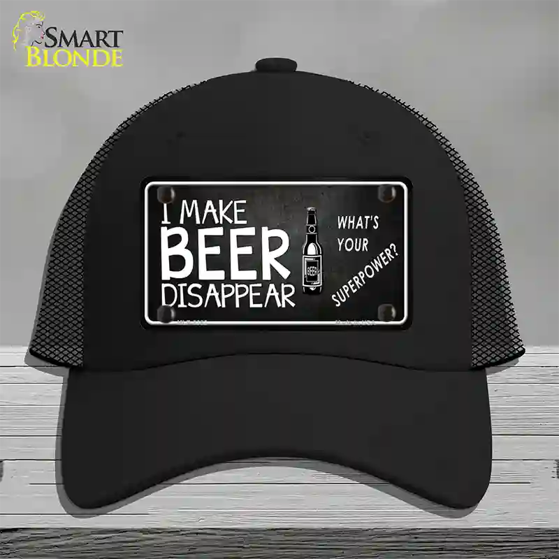 I Make Beer Disappear Novelty License Plate Hat Mesh / Black