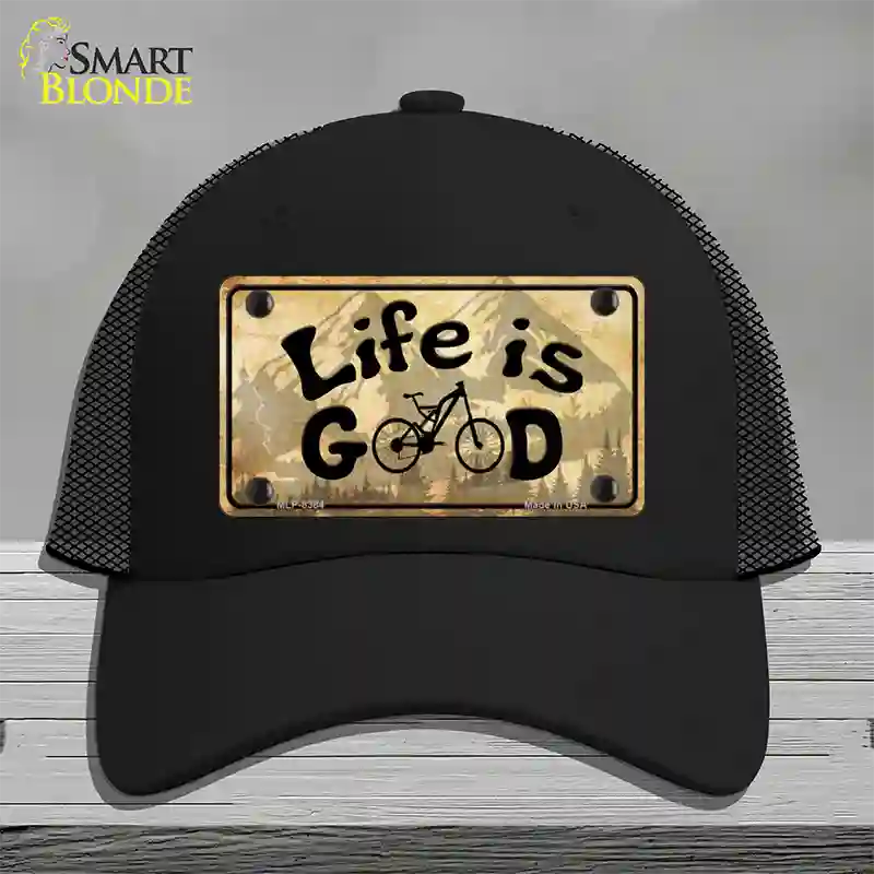 Life Is Good Novelty License Plate Hat Mesh / Black