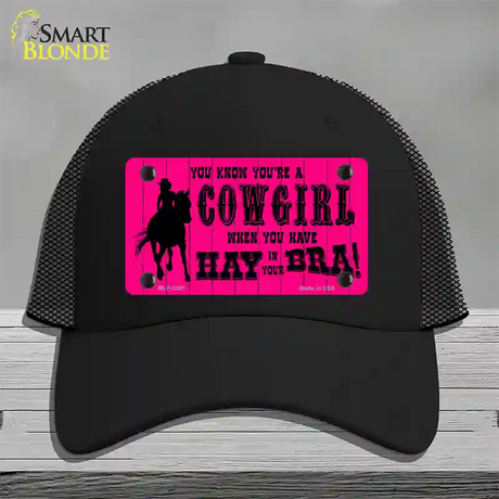 Pink Cowgirl Novelty License Plate Hat Mesh / Black