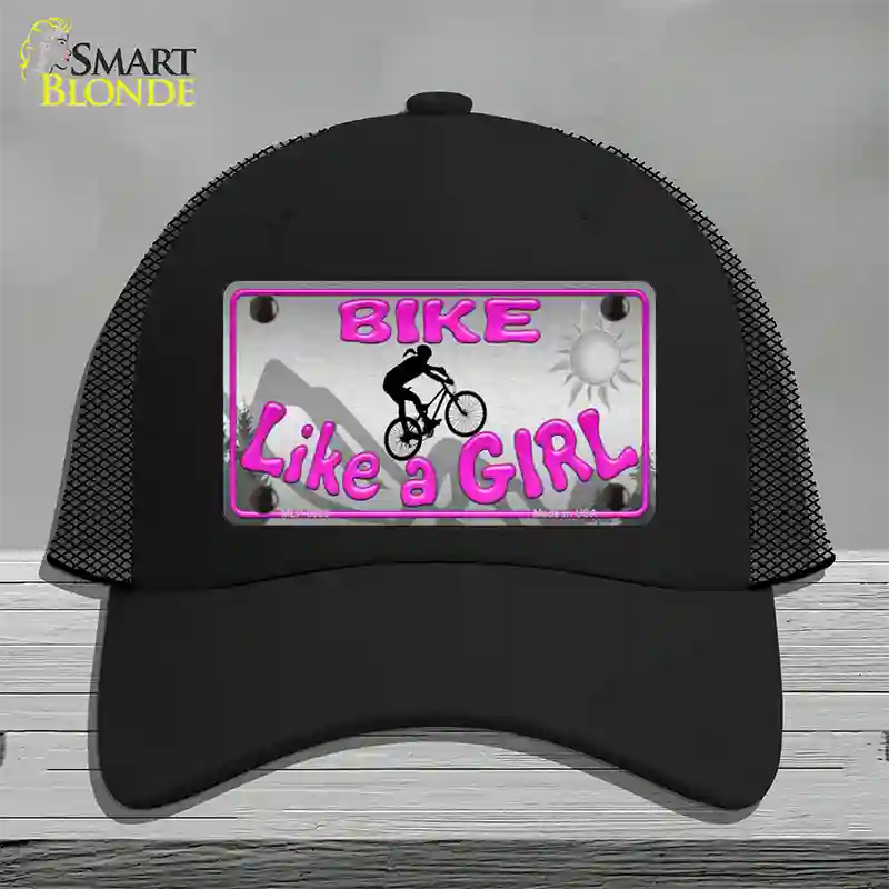 Bike Like A Girl Novelty License Plate Hat Mesh / Black